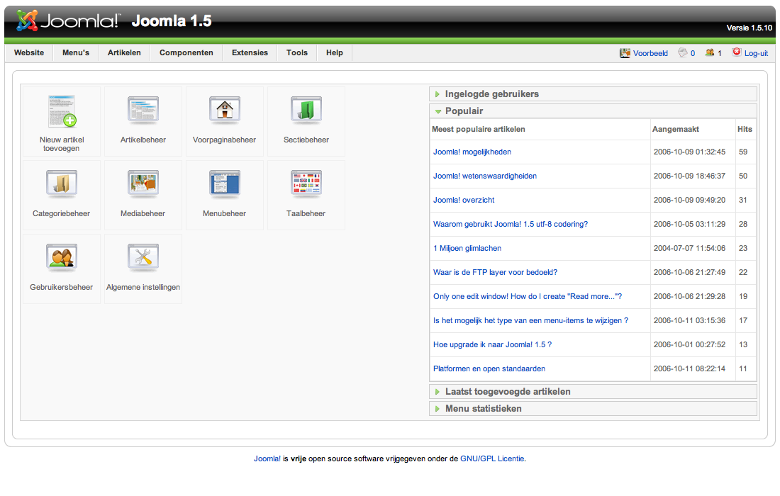 programma's voor websites blogs joomla