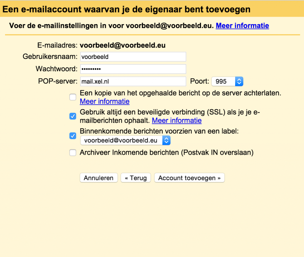 Email account instellen in Gmail xel academy